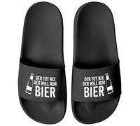 MoonWorks Ciabatte da bagno con scritta divertente Der tut nix der will nur Birra Badelatschen Stampa Umisex Scarpe da bagno, Il Tut Nix Nero Nero, 45 EU