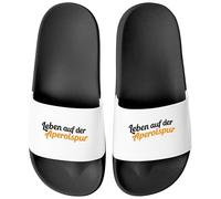 MoonWorks Ciabatte da bagno con scritta in lingua tedesca "Funny Life auf der Aperolspur Badelatschen Donna Estate Bevanda Spritz Stampato, Corsia per aperitivo nero bianco, 39 EU