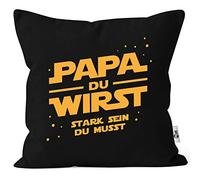 MoonWorks Federa per cuscino con scritta divertente Yoda Papa du wirst stark sein du musst du musst annuncio gravidanza, nero, taglia unica