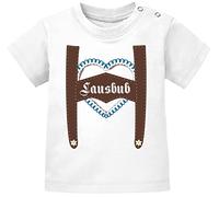 MoonWorks® Maglietta a maniche corte per bambini, in cotone biologico, con scritta divertente, Lausbub Baby Bianco, 68 cm-74 cm