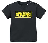MoonWorks® - Maglietta a maniche corte per bambini The Force is Strong with This One Babyshirt Nerd Sci-Fi Force, nero taglia unica