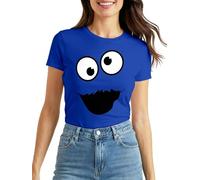 MoonWorks® Maglietta da donna per carnevale, mostro biscotto, briciole, costume da carnevale, blu e blu., M