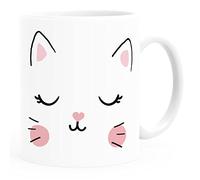MoonWorks® Tazza in plastica per bambini, motivo: gatto, motivo: animali, regalo per ragazze e bambini, tazza in plastica bianca