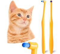 MoonyMars Spazzolino da denti per gatti, kit per la pulizia profonda dei denti di cani e cuccioli, mini spazzolino da denti per gattini e animali domestici di piccola taglia, 2 pezzi, arancione