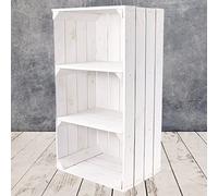 Moooble Scaffale bianco con 2 assi centrali, 68 cm x 40 cm x 31 cm, per mele, frutta, vino, scaffalatura in legno, stile vintage, scaffalatura, scarpiera in legno massiccio naturale