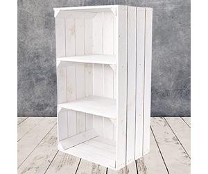 Moooble Scaffale bianco con 2 assi centrali, 68 cm x 40 cm x 31 cm, per mele, frutta, vino, scaffalatura in legno, stile vintage, scaffalatura, scarpiera in legno massiccio naturale