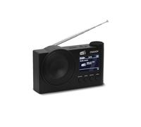 Mooov 477254 - Radio Dab+ e FM con Bluetooth 5.0, sveglia doppia allarme, display a colori, USB MP3, batteria ricaricabile fino a 15h, funzione sleep, nero