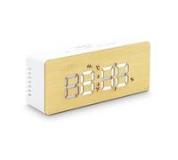 MOOOV Modello Bamboo-LED, Sveglia in Bambù, Display Data Temperatura e Umidità, Modalità Notte con Luminosità Regolabile, Funzione Snooze, Risparmio Energetico Automatico, Allarme Settimana - 477316