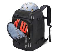 MoopGou Borsa per scarponi da sci con scomparto per casco, 50 l, in nylon 1680D, zaino da sci con borsa per casco, borsa da sci, pattini, snowboard, pattini in linea, grigio., 50 l, Classico