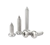 MOOPW Acciaio inossidabile 304 Croce Testa tonda Viti per legno | Testa a pan Coda a punta Viti auto autofilettanti perforazione M2.8 x 16mm 100 Pcs
