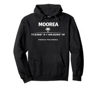 Moorea Polinesia Francese Coordinate Isola Design Felpa con Cappuccio