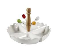 moorg Antipastiera in Ceramica, Set Aperitivo con 4 Ciotoline per Aperitivo e Stuzzicadenti Multiuso Colorati con Testa in Ceramica, Piatti da Portata Eleganti