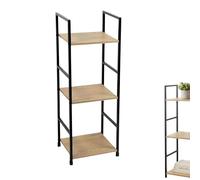 moorg Scaffale Stretto a Colonna in Legno e Metallo, Libreria Verticale a 3 Ripiani, Mobiletto Bagno Salvaspazio per Cucina e Soggiorno, Design Industriale, 29x24x80cm