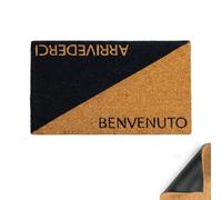 moorg Zerbino Ingresso Esterno, Zerbino Cocco per Entrata con Base Antiscivolo, Tappeto Esterno Ingresso Simpatico Benvenuto e Arrivederci, Anti-Sporco e Assorbente 40x70 cm