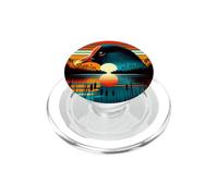 Moorhen Uccello Tramonto Stile Retrò Safari Vintage 70s PopSockets PopGrip per MagSafe