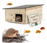 Moorland Casetta per ricci - Rifugio spazioso 54×38 cm con base, ingresso a labirinto ventilato, tetto removibile in legno verniciato, resistente al freddo per giardino