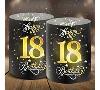 Moorle 12 lanterne da tavolo per 18 compleanno, decorazione per il 18° compleanno, per uomini, 18 anni, decorazione da tavolo per compleanno, decorazione da tavolo per donne, portacandele o candele