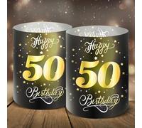 Moorle 12 lanterne per il 50° compleanno, decorazione Happy Birthday per uomini e donne, adatte per lumini o candele