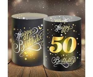 Moorle 12 portacandele da tavolo per 50° compleanno, decorazione da tavolo, decorazione per uomini e donne, portacandele per candele o candele