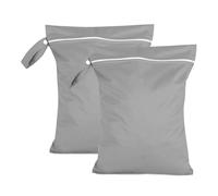 Moorle 2 Stück Nassbeutel 40 x 30 cm, Wasserdichter Wäschesack Grau, Wiederverwendbarer Reise Nasssack mit Reißverschluss, Klein Nasstasche Schwimmen für Badeanzüge, Strandtücher, Windeln