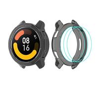 Moorovgi Custodia+2 Pezzi Vetro Temperato per Xiaomi Watch S1 Active,Pellicola Protettiva Proteggi Schermo Accessorio per Computer da Bici GPS per Xiaomi Watch S1 Active(Nero)