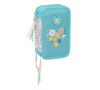 MOOS FIORI - Astuccio scuola con 37 utili inclusi, astuccio per bambini, ideale per bambini dai 5 ai 14 anni, comodo e versatile, qualità e resistenza, 12,5 x 5,5 x 19,5 cm