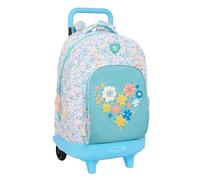 MOOS FIORI - Zaino grande con ruote, compatto, rimovibile, ideale per bambini di diverse età, comodo e versatile, qualità e resistenza, 33 x 22 x 45 cm