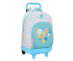 MOOS FIORI - Zaino grande con ruote, compatto, rimovibile, ideale per bambini di diverse età, comodo e versatile, qualità e resistenza, 33 x 22 x 45 cm