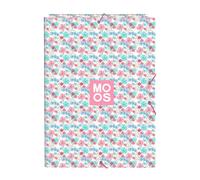 MOOS FLORES - Cartella portadocumenti con 3 fogli, ideale per bambini di diverse età, comoda e versatile, qualità e resistenza, 26 x 36,5 cm, colore multicolore, multicolore, Estándar, Casual