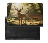 Moose And Antelope - Custodia per passaporto da viaggio in pelle PU, custodia per passaporto, libro e carte, custodia per passaporto, ultra sottile, per donne e uomini