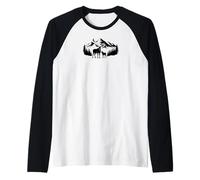 Moose And Calf Mountain Forest Night Line Art Maglia con Maniche Raglan