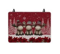 Moose - Copertura superiore per fornello elettrico, motivo natalizio con stella di Natale e fiocchi di neve, in gomma rossa, antiscivolo, per piano cottura a induzione o elettrico, decorazione per la