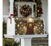 Moose - Coperture magnetiche per cassette postali, paraorecchie natalizie a forma di stella, colore marrone, protezione per la posta per decorazioni esterne, 53 x 64 cm