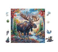 Moose Forest Puzzle 100 Pezzi Difficoltà Estrema Cartone Spesso Tema Monocromatico Per Appassionati Di Puzzle Antistrappo Non Sbiadisce Top Vendita 28x28cm