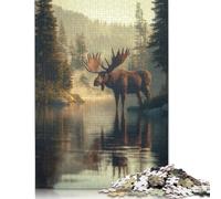 Moose in Misty Forest Jigsaw Puzzle Impossible 1000Pcs Decorazione Per La Casa. Rilassamento E Intelligence Per Adulti E Ragazzi Da 14 Anni 1000pcs (75x50cm)