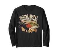 Moose Maple Monster Fish Canada Pesca Viaggio Maglia a Manica