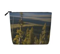 Moose Mountain Pine Tree Daily Pouch Cosmetic Bag Fake Hemp Large Organizer per articoli da toeletta da viaggio resistente all'acqua