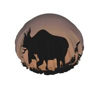 Moose Mountain Pine Tree Wilderness Cuffia da doccia da donna, cuffie da bagno elastiche e riutilizzabili, cuffia da doccia a doppio strato impermeabile, cuffie da doccia