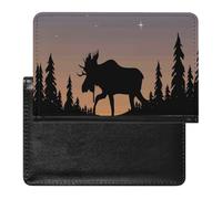 Moose Mountain Pine Tree Wilderness - Custodia per passaporto in pelle PU con scomparti per carte, leggera, portatile, da viaggio, per uomini e donne, accessori essenziali da viaggio