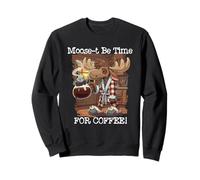Moose-t Be Time for Coffee Funny Moose in Bathrobe Pun Felpa