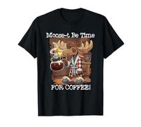 Moose-t Be Time for Coffee Funny Moose in Bathrobe Pun Maglietta