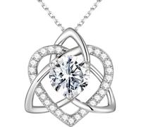 MOOSEA Collana in argento Sterling 925 con nodo celtico Trinity da 1 a 3 ct, con placcatura in rodio, regalo per anniversario, compleanno, per donne, mamma, lei, eternità, regalo per la festa della