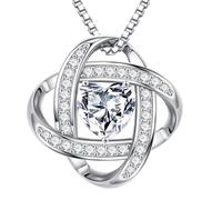 MOOSEA Collana in moissanite da donna, collana con nodo d'amore da 1-3 ct in moissanite colore D VVS1, chiarezza creata in laboratorio, collana con diamanti creati in laboratorio, gioielli per