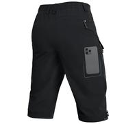 Moosehill Pantaloncini cargo da uomo a 3/4, con 6 tasche, leggeri, impermeabili, da lavoro, da uomo, per mountain bike, sport all'aria aperta, estivi, Nero , XL
