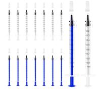 Mooshy 16 siringa da 1 ml - plastica colostro siringa con tappo senza ago confezionato singolarmente siringhe monouso per l'alimentazione di piccoli animali ricarica e misura liquidi (blu+bianco)