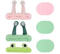 Mooshy 3 fasce per capelli per il lavaggio del viso, cosmetici rana, lumache, cartoni animati, spa, fascia in pile di corallo, fascia elastica per il trucco, per la cura della pelle e lo sport