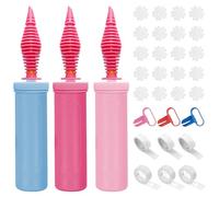 Mooshy 3 pompe per palloncini a mano, pompa per palloncini, in colori macaron, con nodo per palloncini, clip e catena per palloncini per matrimoni, feste di compleanno