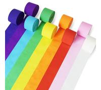 Mooshy 9 rotoli di carta crespa multicolore, 4,5 cm x 25 m, nastro di carta crespa arcobaleno, 9 colori, per feste, decorazioni fai da te