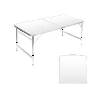 Moosinily Tavolo da campeggio pieghevole tavolo da picnic portatile 1,2 m da campeggio in alluminio bianco per esterni per carta BBQ RV 47 × 23,6 × 27,5/24/21 pollici