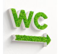 MOOSWERK Set di targa per porta WC e freccia, moderna, muschio e guida con vero muschio islandese, per ufficio, pratica e hotel (bianco, set WC con freccia quadrata)